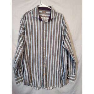 Thomas Dean Striped Blue  and Gray Shirt